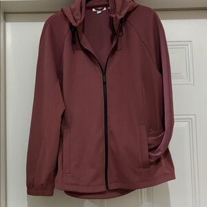 Chico's Mauve Zip Jacket w/remove able Hoodie NWOT 12US